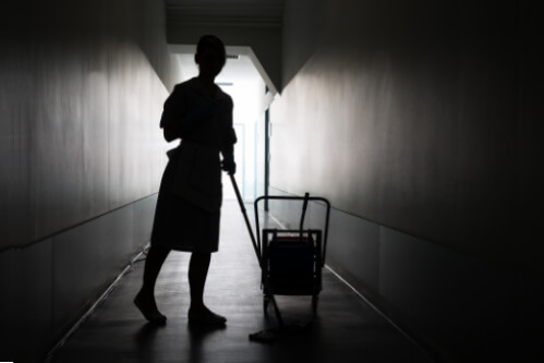 Commercial Cleaning in hallway of building by clean r us